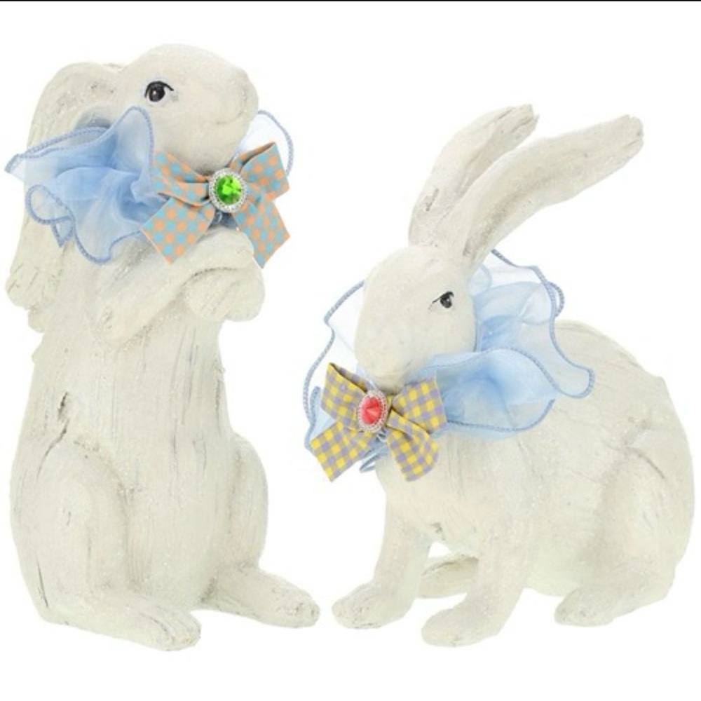 Mark Roberts Jeweled Rustic Bunny Set of 2 Hand Finished Easter Spring Decor NIB